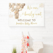 金ゴールドテディベア熱気球ベビーシャワー 横断幕 (インサイチュ)