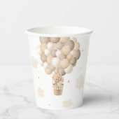 金ゴールドテディベア熱気球ベビーシャワー 紙コップ (正面)