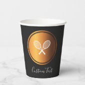 金ゴールドテニスラケットエレガントスポーツテーマパーティブラック 紙コップ (裏面)