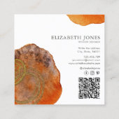 金ゴールドテラコッタウォーター色インテリアデザイナー スクエア名刺 (裏面)