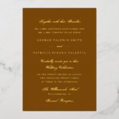 金ゴールドテラコッタフォーマル書道エレガントな結婚式 箔招待状 (正面)
