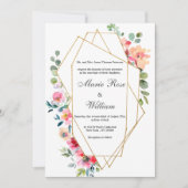 金ゴールドテラリウム白ピンクミントフローラ 招待状 (正面)