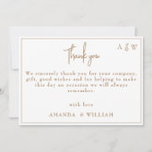 金ゴールドテンプレートリーフモノグラ結婚ムサンキューカード 招待状 (正面)