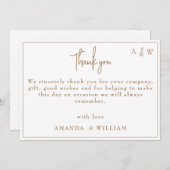 金ゴールドテンプレートリーフモノグラ結婚ムサンキューカード 招待状 (正面/裏面)