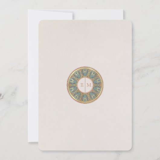 金ゴールドテーブル番号ヴィンテージ結婚アールヌーボー 招待状 (裏面)