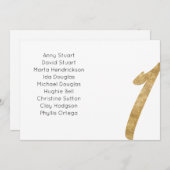 金ゴールドテーブル1台番結婚号のシーティングカード サンキューカード (正面/裏面)