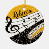 金ゴールドテーマ パーソナライズされた セラミックオーナメント (正面)