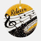 金ゴールドテーマ パーソナライズされた セラミックオーナメント (裏面)