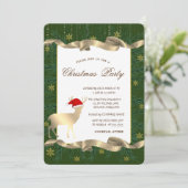 金ゴールドディアサンタハット、ブランチ緑のクリスマスパーティー 招待状 (スタンド正面)