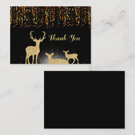 金ゴールドディアファミリーサンキューカード ノートカード (正面/裏面)