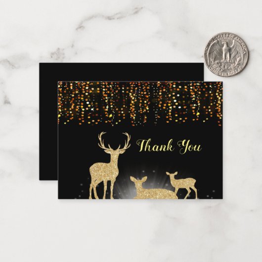 金ゴールドディアファミリーサンキューカード ノートカード (正面/裏面インサイチュ)