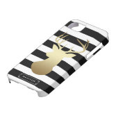 金ゴールドディアヘッドブラック&ホワイトストライプズパーソナライズされた Case-Mate iPhoneケース (下部)
