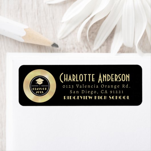 金ゴールドディスク用ビニルレコード卒業差出人住所 ラベル (インサイチュ)