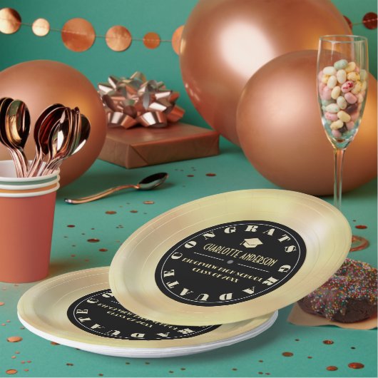 金ゴールドディスク/レコードの卒業 ペーパープレート (複数)