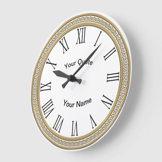 金ゴールドディスク(ローマ数字を放射) ラージ壁時計 (傾斜)