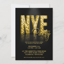 金ゴールドディスコグリッターニューイヤーイブパーティー 招待状