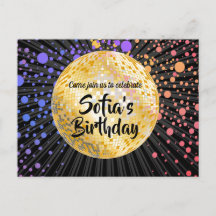 金ゴールドディスコボールはがきの招待