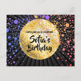 金ゴールドディスコボールはがきの招待 インビテーションポストカード
