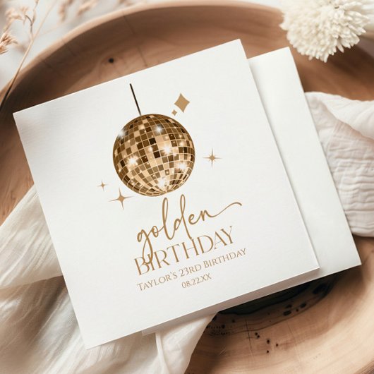 金ゴールドディスコボールゴールデンバースデーパーティー スタンダードカクテルナプキン