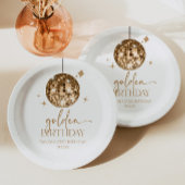 金ゴールドディスコボールゴールデンバースデーパーティー ペーパープレート