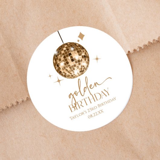 金ゴールドディスコボールゴールデンバースデーパーティー ラウンドシール