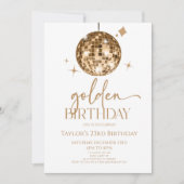 金ゴールドディスコボールゴールデンバースデーパーティー 招待状 (正面)