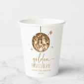 金ゴールドディスコボールゴールデンバースデーパーティー 紙コップ (正面)