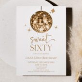 金ゴールドディスコボールスウィート60歳の誕生日パーティー 招待状
