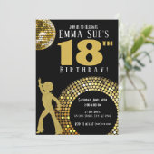 金ゴールドディスコボールスタジオ54パーティー任意の年齢誕生日 招待状 (スタンド正面)
