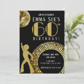 金ゴールドディスコボールスタジオ54パーティー60誕生日 招待状 (スタンド正面)