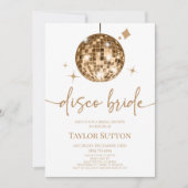 金ゴールドディスコボールディスコブライドブライダルシャワー 招待状 (正面)