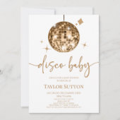 金ゴールドディスコボールディスコ赤ちゃんシャワー 招待状 (正面)