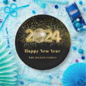 金ゴールドディスコボールニューイヤーイブパーティー ペーパープレート (パーティー)