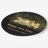 金ゴールドディスコボールニューイヤーイブパーティー ペーパープレート (アングル)