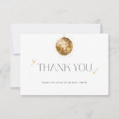 金ゴールドディスコボールブライダルシャワーサンキューカード カード (正面)