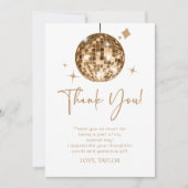 金ゴールドディスコボールレッツディスコ誕生日パーティー サンキューカード (正面)