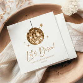 金ゴールドディスコボールレッツディスコ誕生日パーティー スタンダードランチョンナプキン