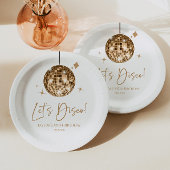 金ゴールドディスコボールレッツディスコ誕生日パーティー ペーパープレート