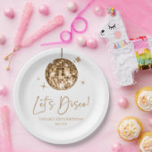 金ゴールドディスコボールレッツディスコ誕生日パーティー ペーパープレート (パーティー)