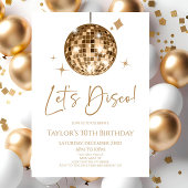 金ゴールドディスコボールレッツディスコ誕生日パーティー 招待状