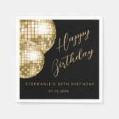 金ゴールドディスコボール大人の誕生日パーティー スタンダードカクテルナプキン (正面)