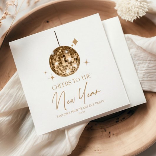 金ゴールドディスコボール応援ニューイヤーイブパーティー スタンダードランチョンナプキン
