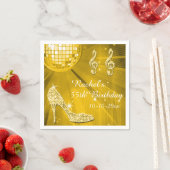 金ゴールドディスコボール&ヒール55誕生日 スタンダードカクテルナプキン (インサイチュ)