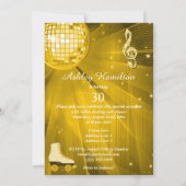 金ゴールドディスコボール&ローラースケート30歳の誕生日 招待状 (裏面)