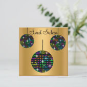 金ゴールドディスコボールSWEET SIXTEENパーティの招待状 招待状 (スタンド正面)