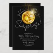 金ゴールドディスコモダンボール誕生日サプライズパーティー 招待状 (正面/裏面)