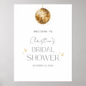 金ゴールドディスコレトロ踊りブライダルシャワー歓迎 ポスター (正面)