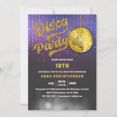 金ゴールドディスコ誕生日パーティー 招待状 (正面)