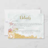 金ゴールドディップされたフローラ結婚の詳細カード 出欠カード (正面)