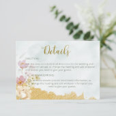 金ゴールドディップされたフローラ結婚の詳細カード 出欠カード (スタンド正面)